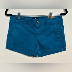 American Eagle Outfitters New Blue Low Rise Stretch Shorts Size 2 Girls Women